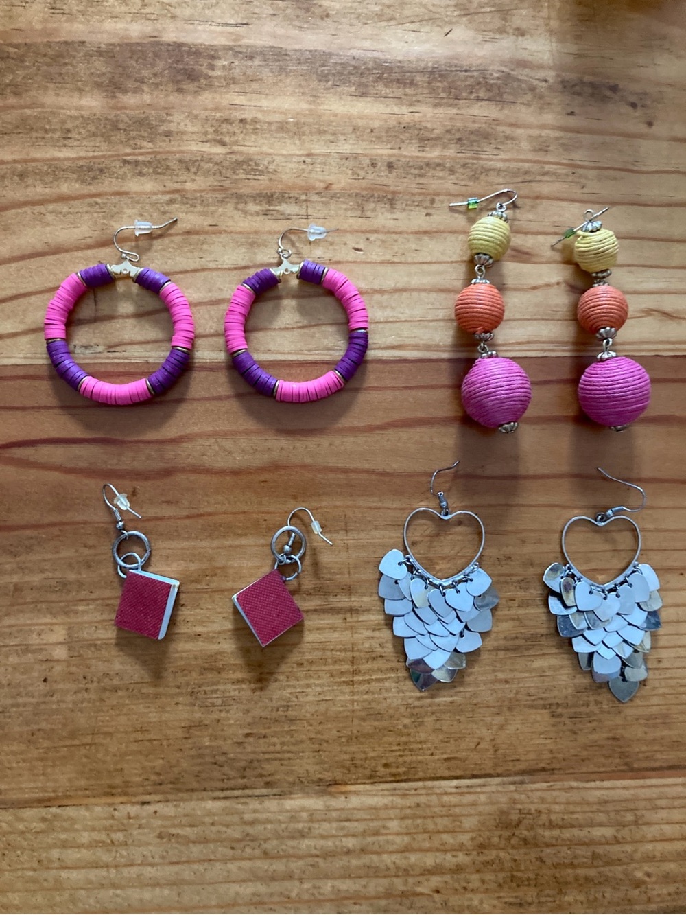Colorful Pink & Purple Hoop Earrings - Women Accessories